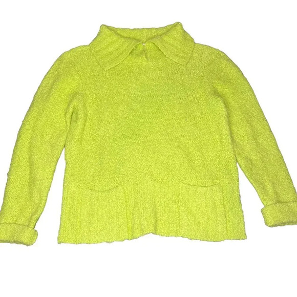Vintage Talbots Women's Medium Lime Green Wool Blend Knit Pullover Sweater - Picture 1 of 5